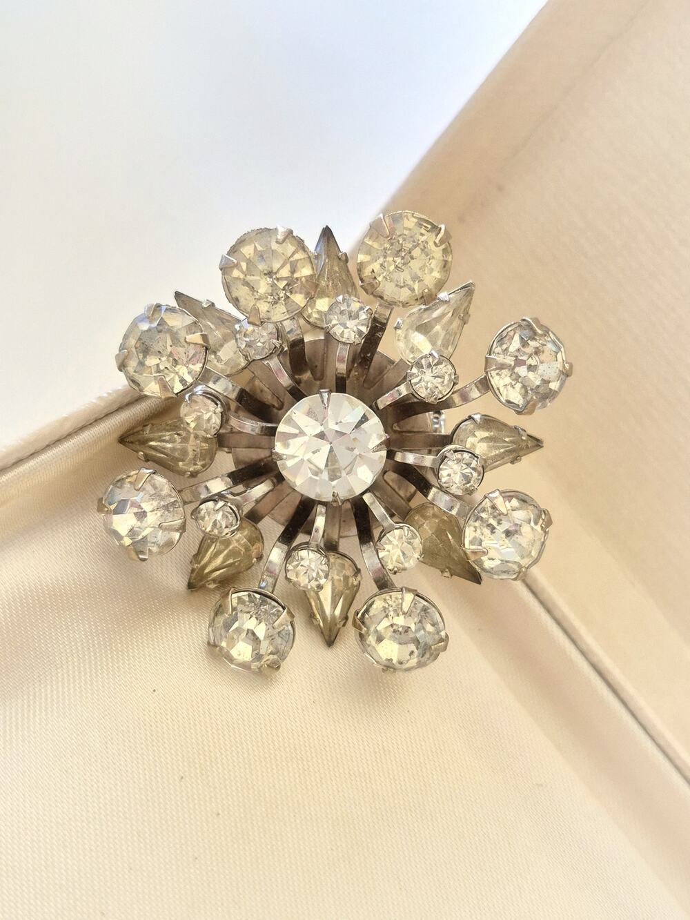 Vintage Mid-Century Starburst Rhinestone Brooch